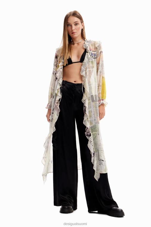 pitkä röyhelö sanomalehtipusero Desigual naiset F4V04105 vaatetus