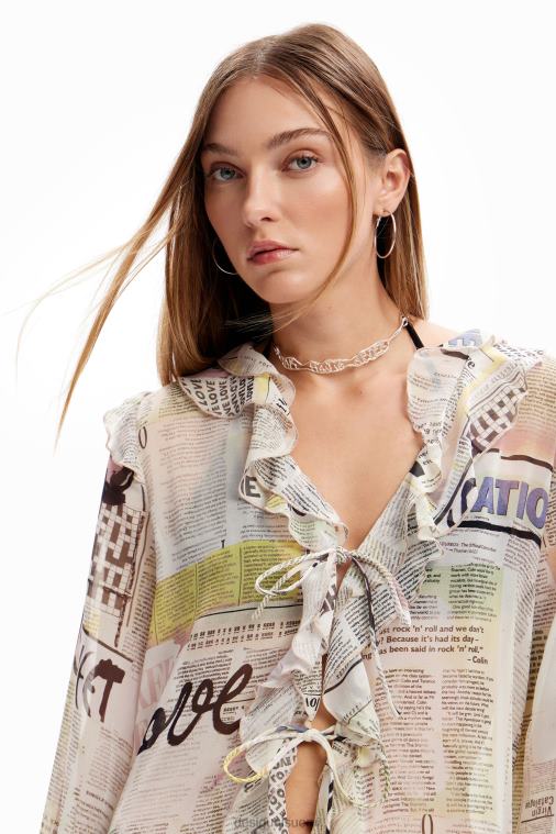 pitkä röyhelö sanomalehtipusero Desigual naiset F4V04105 vaatetus