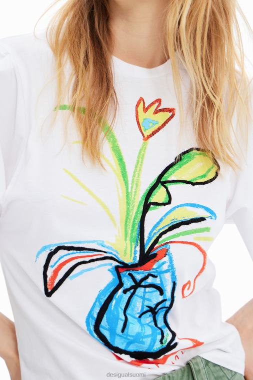 Popliinista valmistettu tilava t-paita Desigual naiset F4V04343 vaatetus