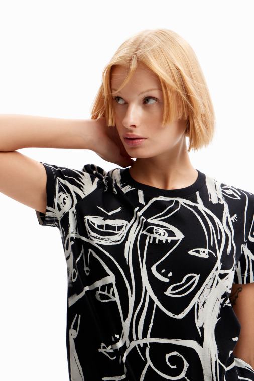 kontrastivärinen kasvot-paita Desigual naiset F4V04130 vaatetus