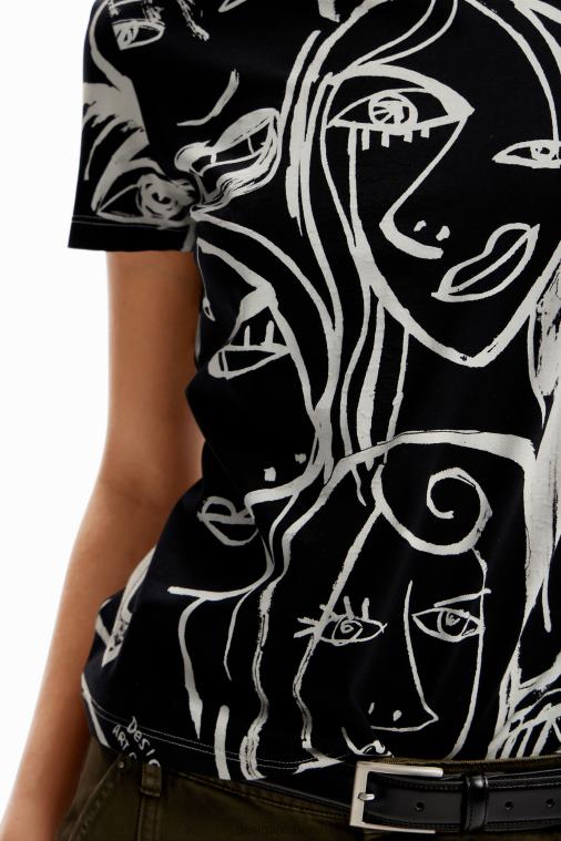 kontrastivärinen kasvot-paita Desigual naiset F4V04130 vaatetus