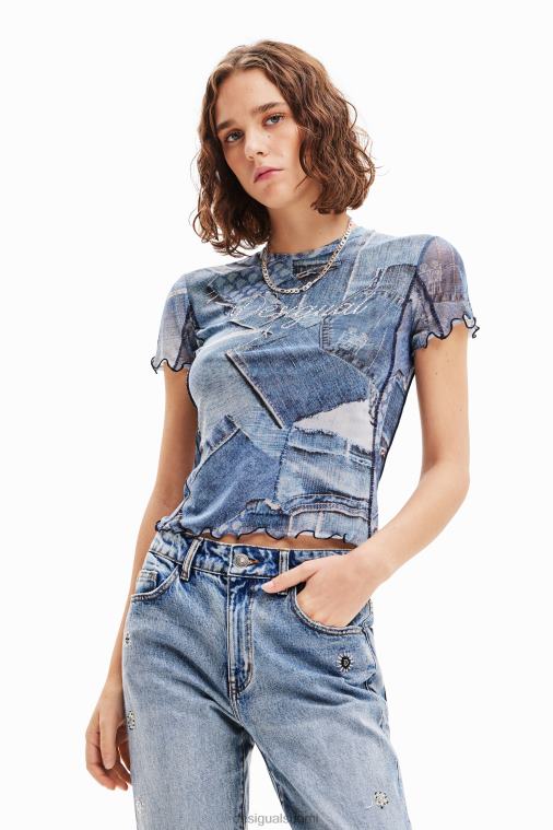 tylli tilkkutäkki denim t-paita Desigual naiset F4V0442 vaatetus