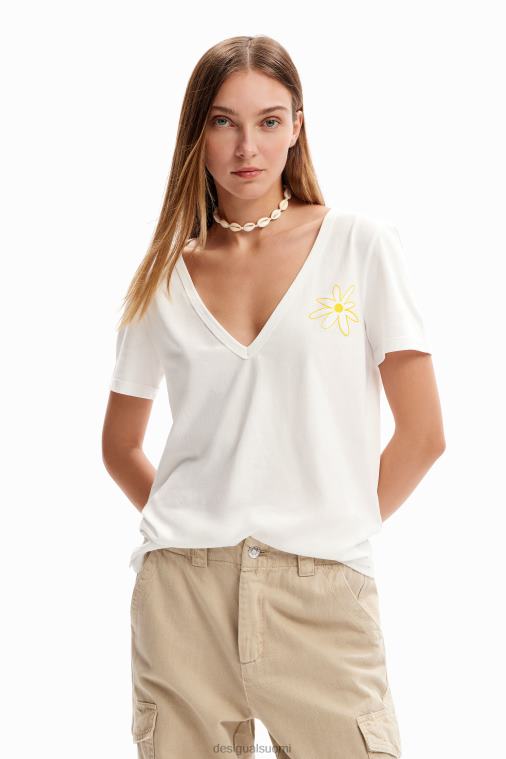 v-aukkoinen kukka-t-paita Desigual naiset F4V041142 vaatetus